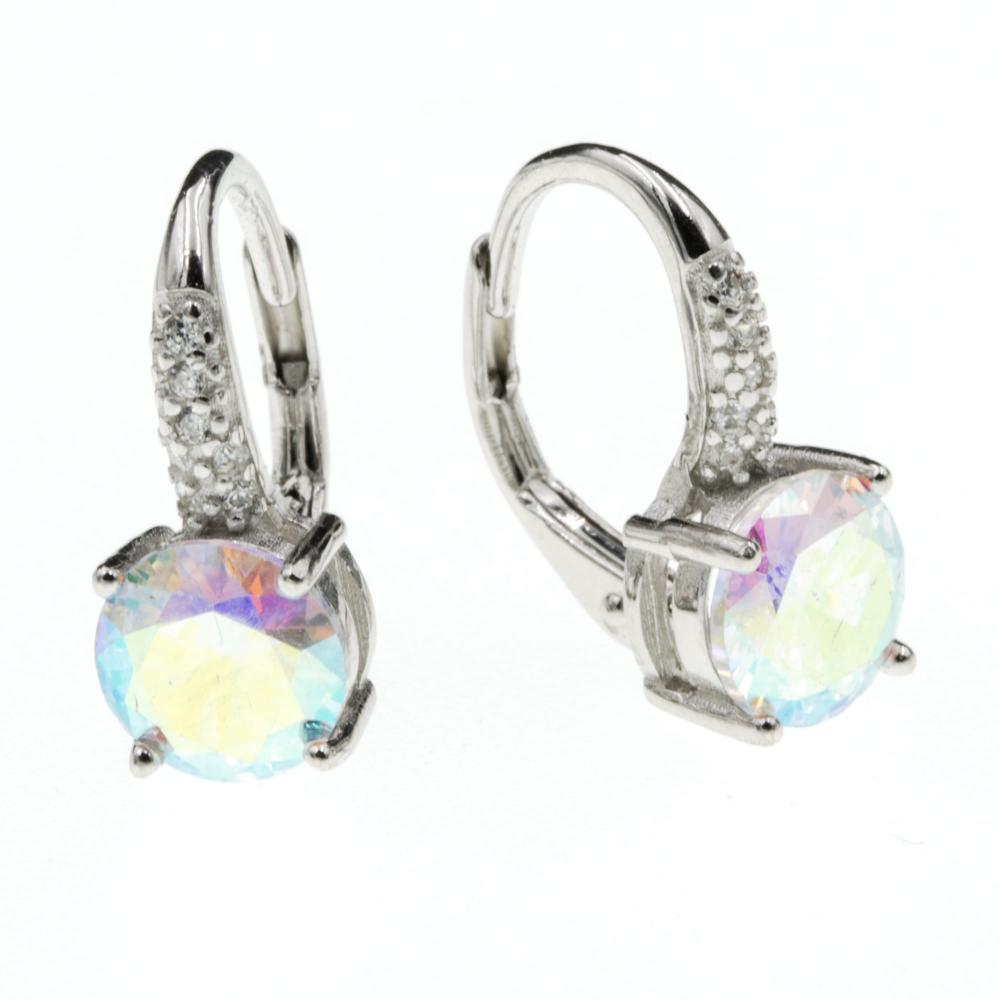 Kolczyki srebrne z białymi cyrkoniami damskie angielskie zapięcie SK15850