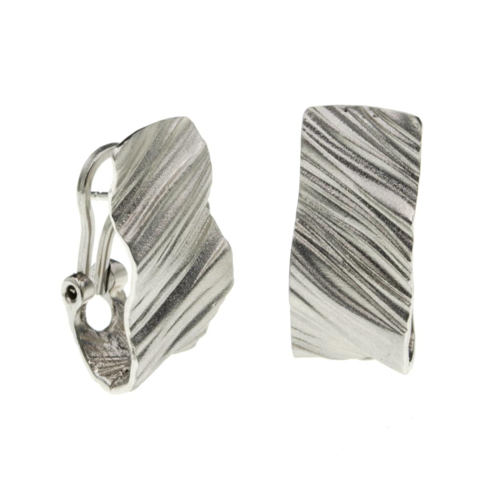 Kolczyki srebrne satynowane duże blaszki okazały wzór SK15944