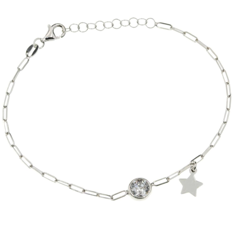 Bransoletka srebrna z cyrkonią i gwiazdeczką SB15990