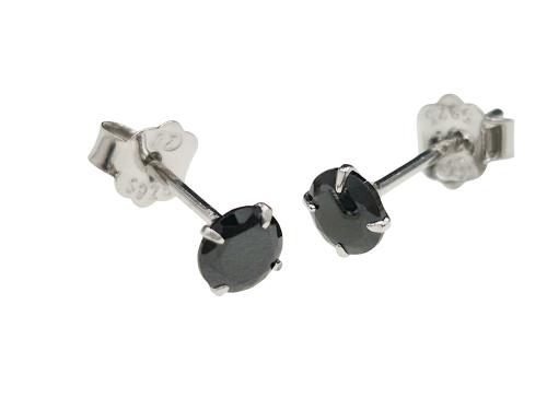 Kolczyki srebrne 925 na sztyftach czarne cyrkonie w łapkach 4mm SK16503.jpg