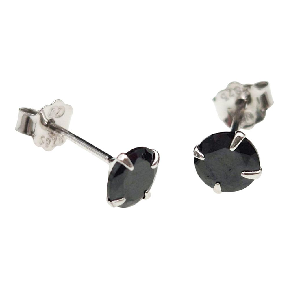 Kolczyki srebrne czarna cyrkonia 5mm na sztyfcie SK16502