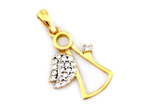 Zawieszka złota 375 9 karat aniołek anioł z cyrkoniami NZZ16655.jpg