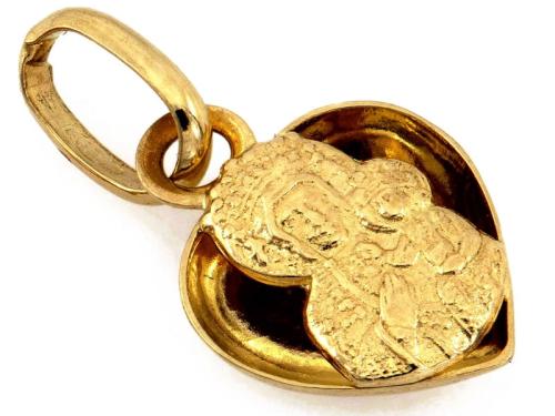 Zawieszka złota 375 9 karat dwustronna serce medalik Matka Boska NZZ16658.jpg