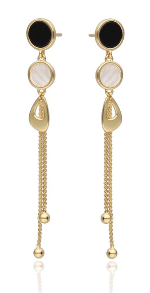 Kolczyki srebrne pozłacane wiszące z łańcuszkami na sztyfcie SK16428