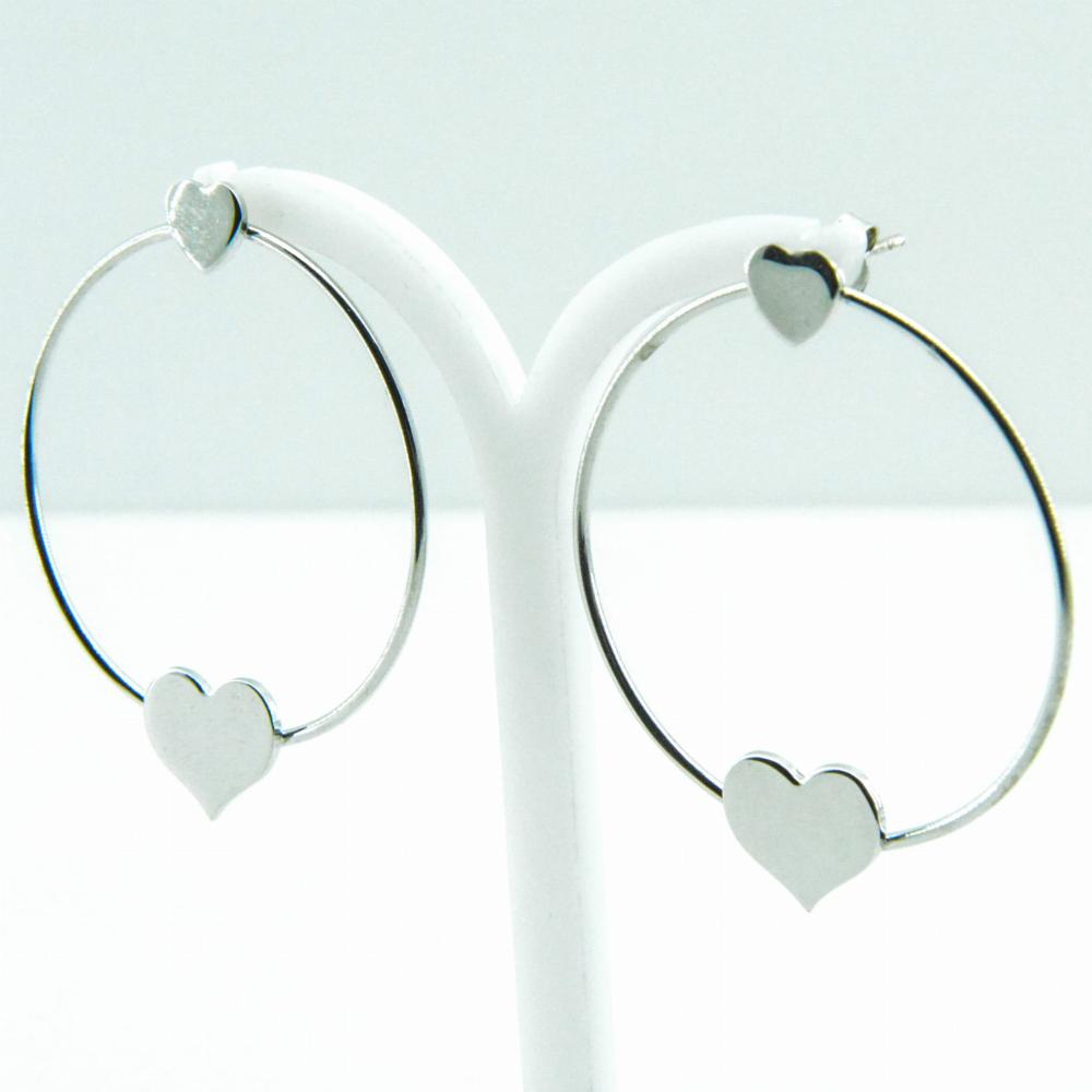 Kolczyki srebrne koła z sercem 3,8cm SK2110