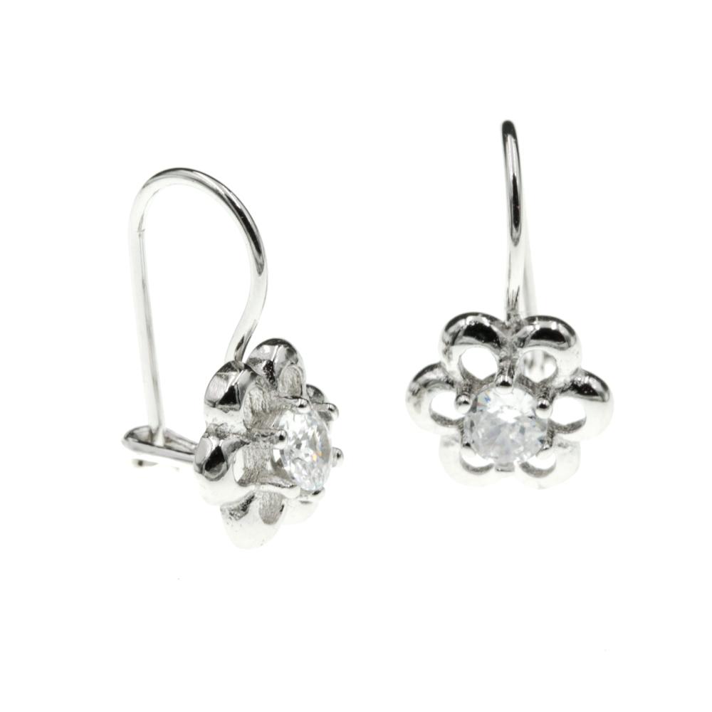 Kolczyki srebrne kwiatki z białymi cyrkoniami bigiel SK16211