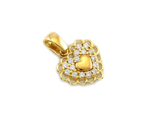 Zawieszka złota 585 14 karat serce z cyrkoniami ZZ16839.jpg