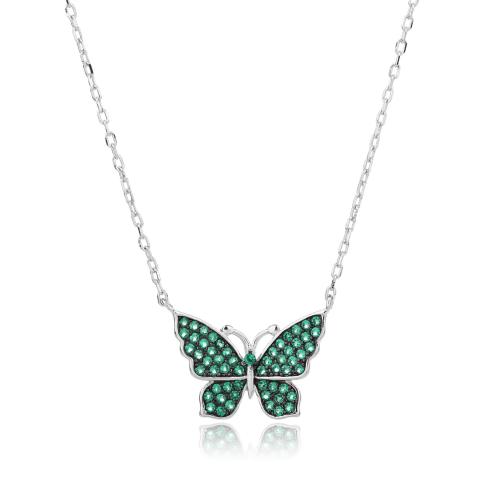 Naszyjnik srebrny 925 motyl z zielonymi kamieniami SN17178.jpg