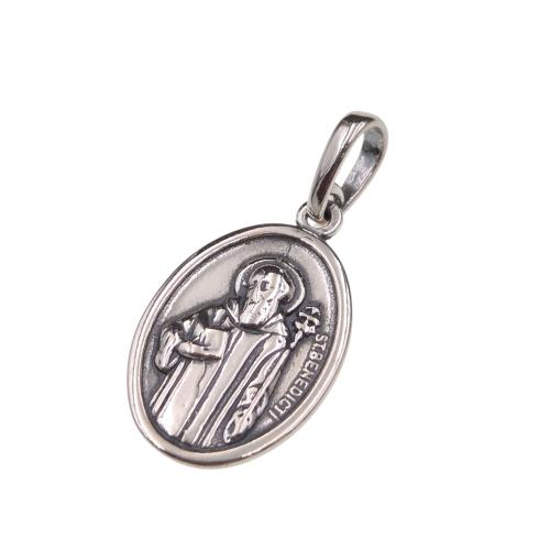 Zawieszka srebrna 925 medalik Święty Benedykt SZ17149.jpg