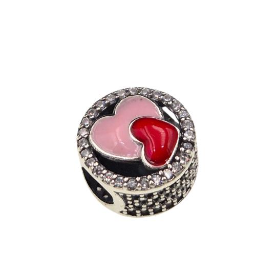 Zawieszka srebrna 925 beads do okrągłej bransoletki dwa serca SZ17125.jpg