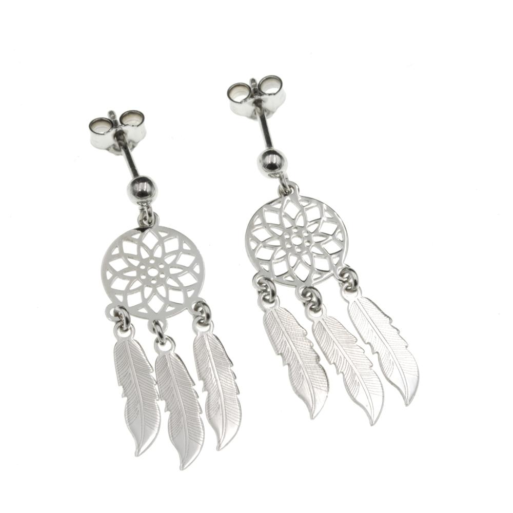 Kolczyki srebrne łapacze snów na sztyfcie SK14874