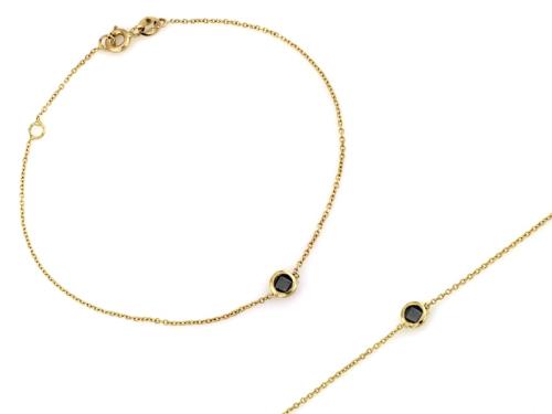 Bransoletka złota 585 14 karat z czarną cyrkonią delikatna ZB18143.jpg