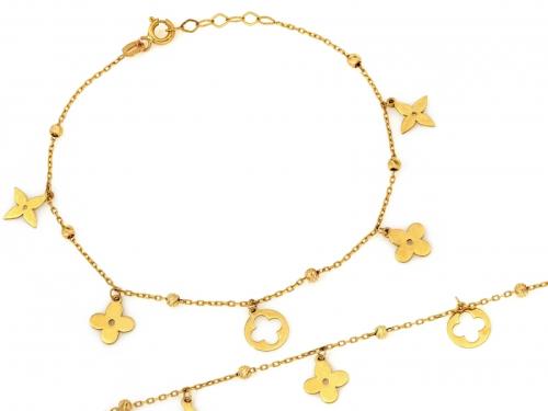 Bransoletka złota 585 14 karat z zawieszkami kwiatkami ZB18089.jpg