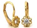 Kolczyki złote 585 14 karat angielskie zapięcie kwiatki z białą cyrkonią ZK18007.jpg