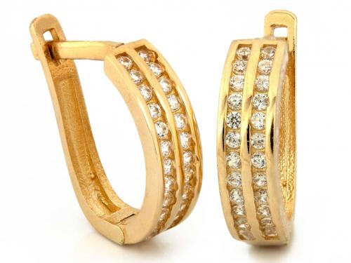 Kolczyki złote 585 14 karat angielskie zapięcie paski cyrkoni ZK18117.jpg