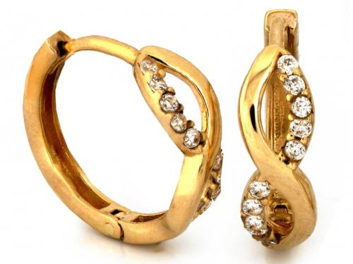 Kolczyki złote 585 14 karat kółeczka na kreolu nieskończoności z cyrkoniami ZK18239.jpg