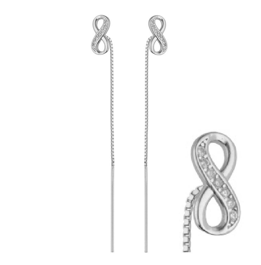 Kolczyki srebrne znak nieskończoności przeciągane wiszące SK18297