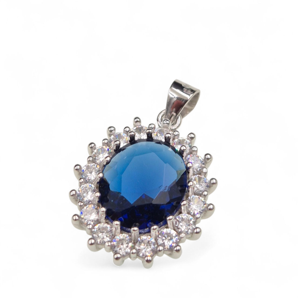 Zawieszka srebrna markiza z dużą granatową cyrkonią SZ18355