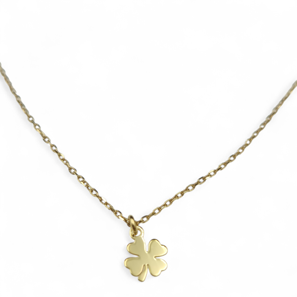 Naszyjnik srebrny pozłacany z koniczynką na szczęście SN17170