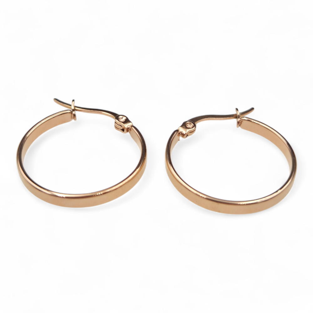 Kolczyki stal szlachetna kółka różowe złoto LK17546