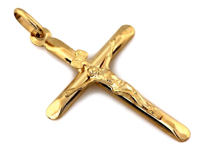 Zawieszka złota krzyżyk z wizerunkiem ZZ18105