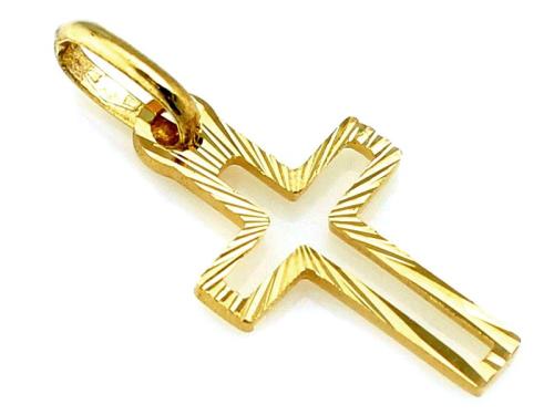 Zawieszka złota 585 14 karat krzyżyk mały diamentowany ZZ18086.jpg