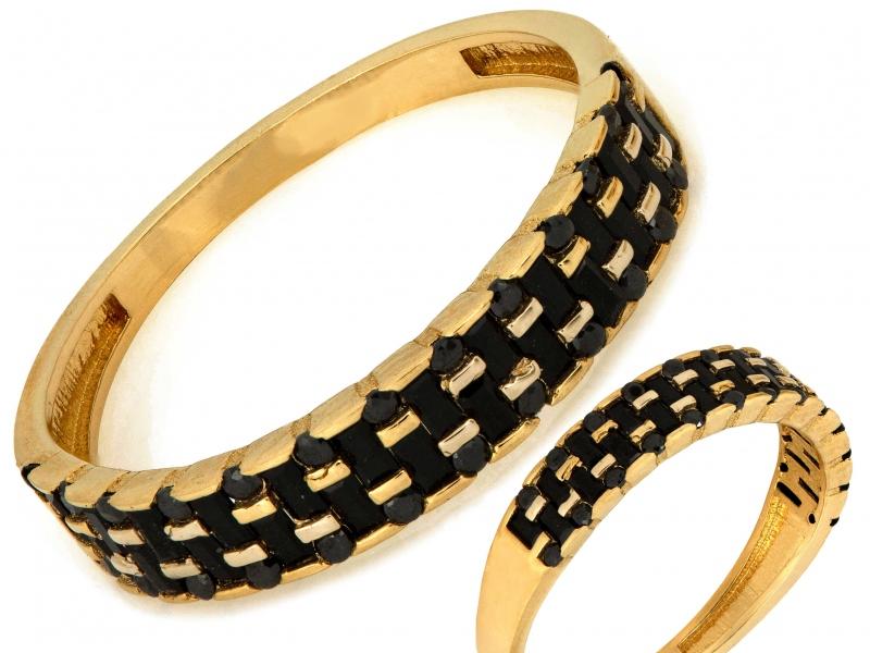 Pierścionek złoty z czarnymi cyrkoniami ZP18175