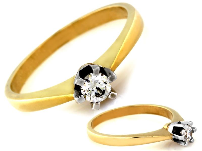 Pierścionek złoty z dużą białą cyrkonią ZP18191