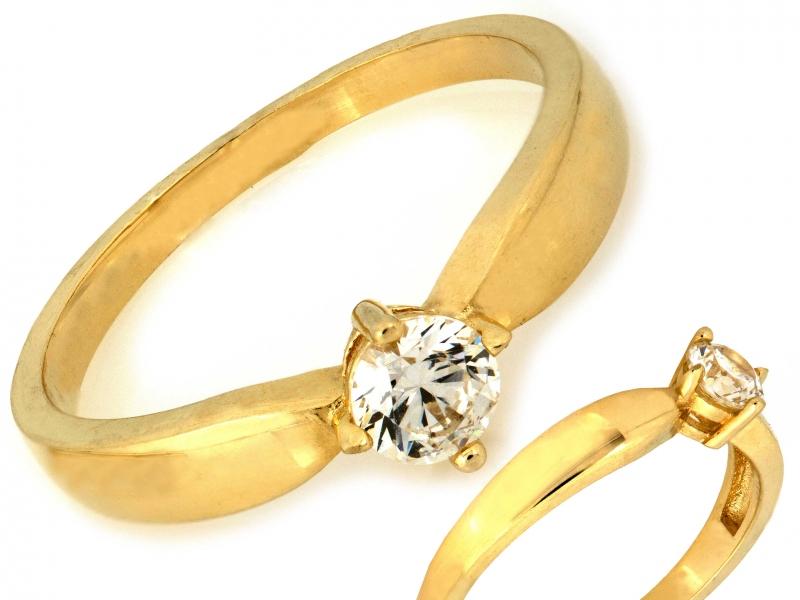 Pierścionek złoty z białą cyrkonią idealny na zaręczyny ZP18208