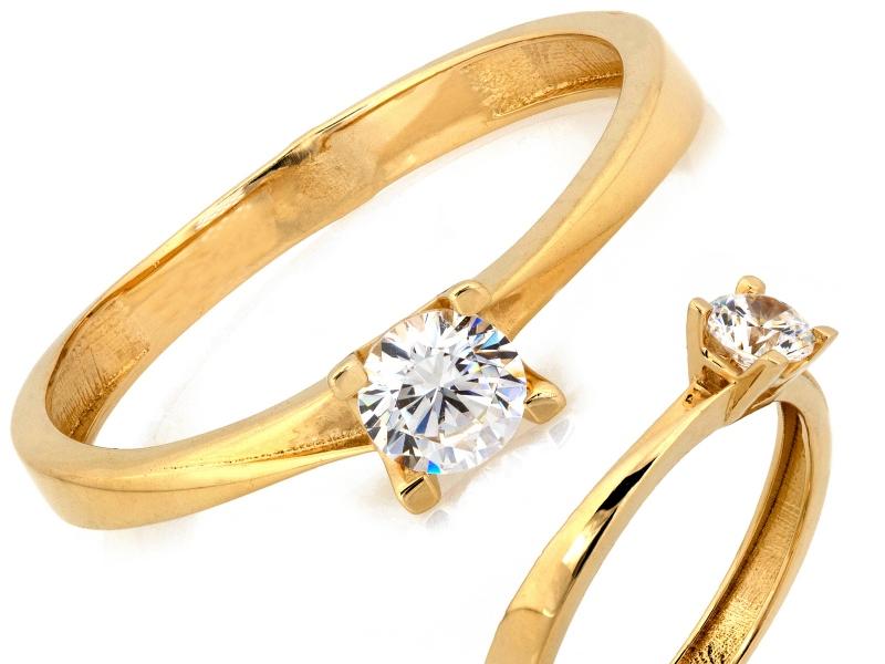 Pierścionek złoty z białą cyrkonią idealny na zaręczyny ZP18203