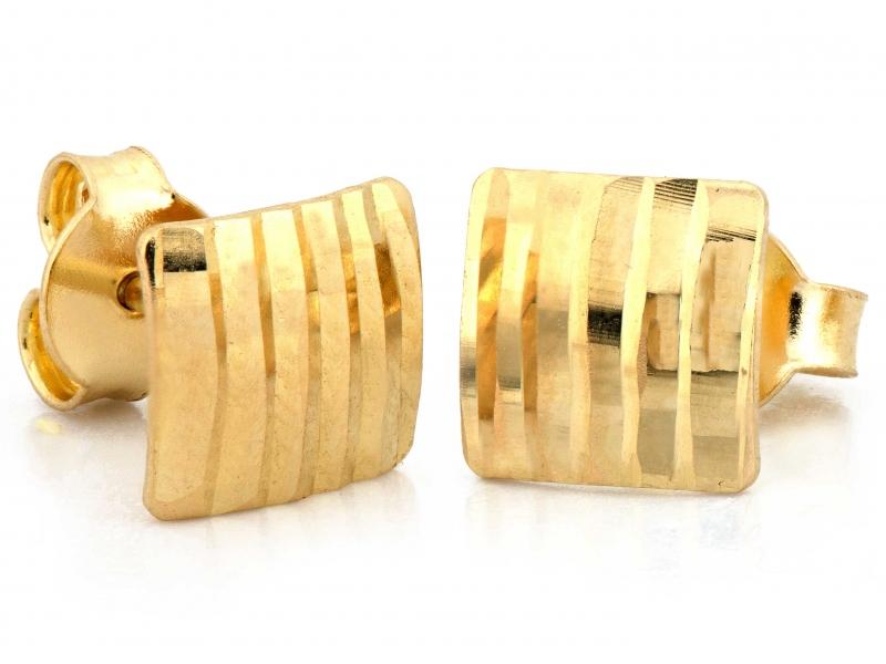 Kolczyki złote diamentowane kwadraty na sztyfcie ZK18114