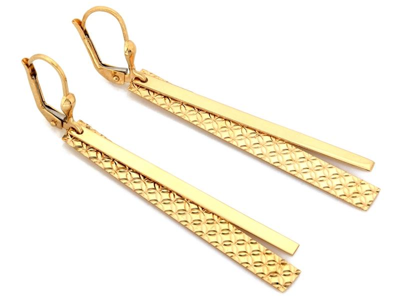 Kolczyki złote wiszące długie blaszki angielskie zapięcie ZK18094