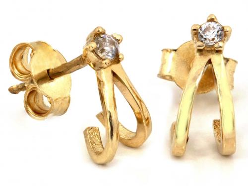 Kolczyki złote 585 14 karat na sztyfcie z cyrkoniami zachodzące pod ucho ZK18236.jpg