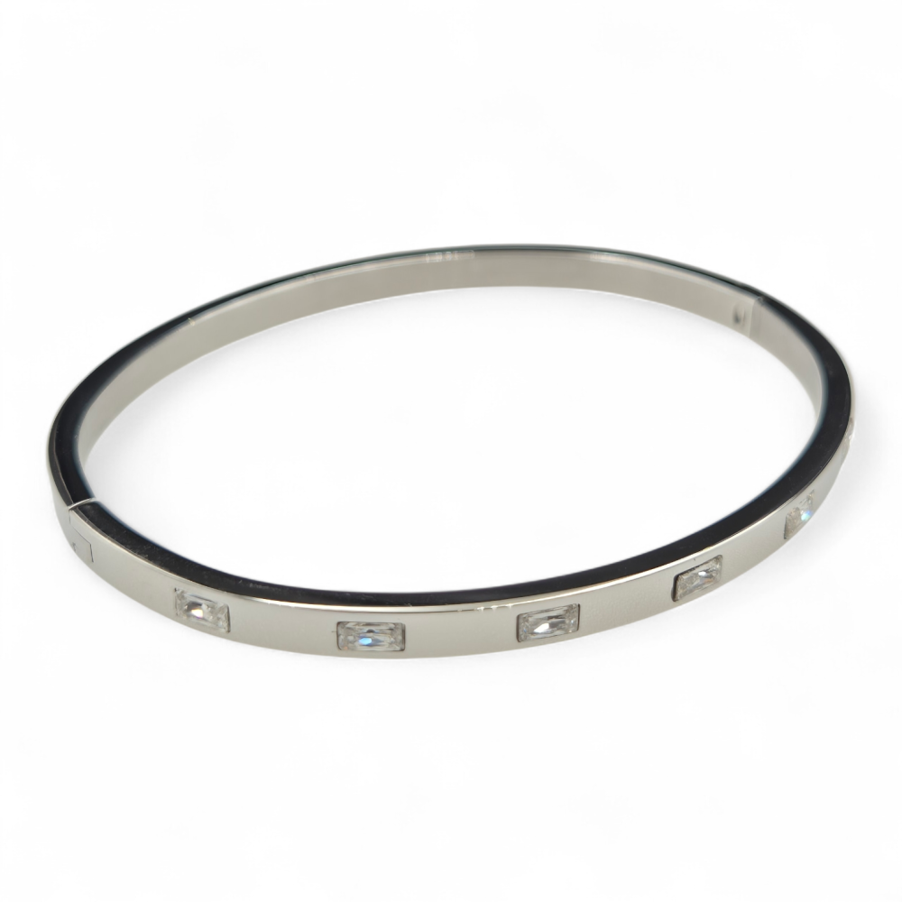 Bransoletka stal szlachetna sztywna w kolorze srebra LB17547