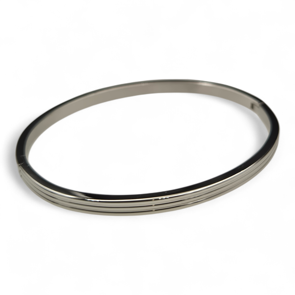 Bransoletka stal szlachetna sztywna w kolorze srebra LB17548