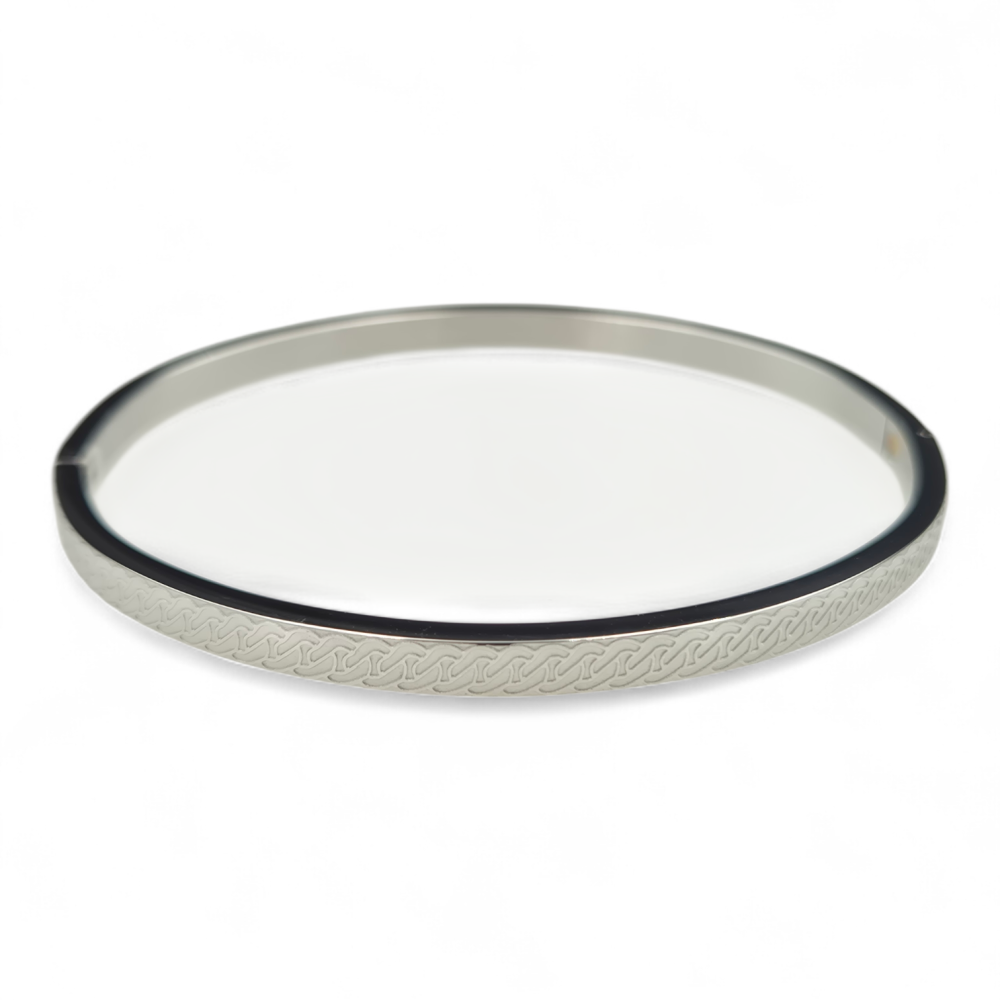 Bransoletka stal szlachetna sztywna w kolorze srebra LB17549