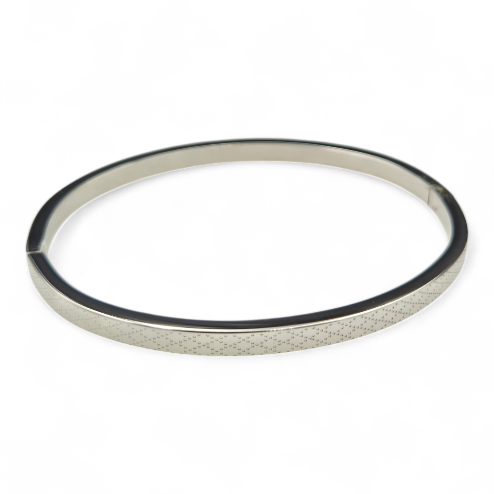 Bransoletka stal szlachetna sztywna w kolorze srebra LB17550