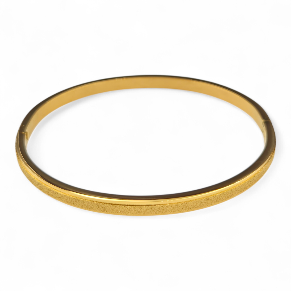 Bransoletka stal szlachetna sztywna satynowana w kolorze złota LB17558