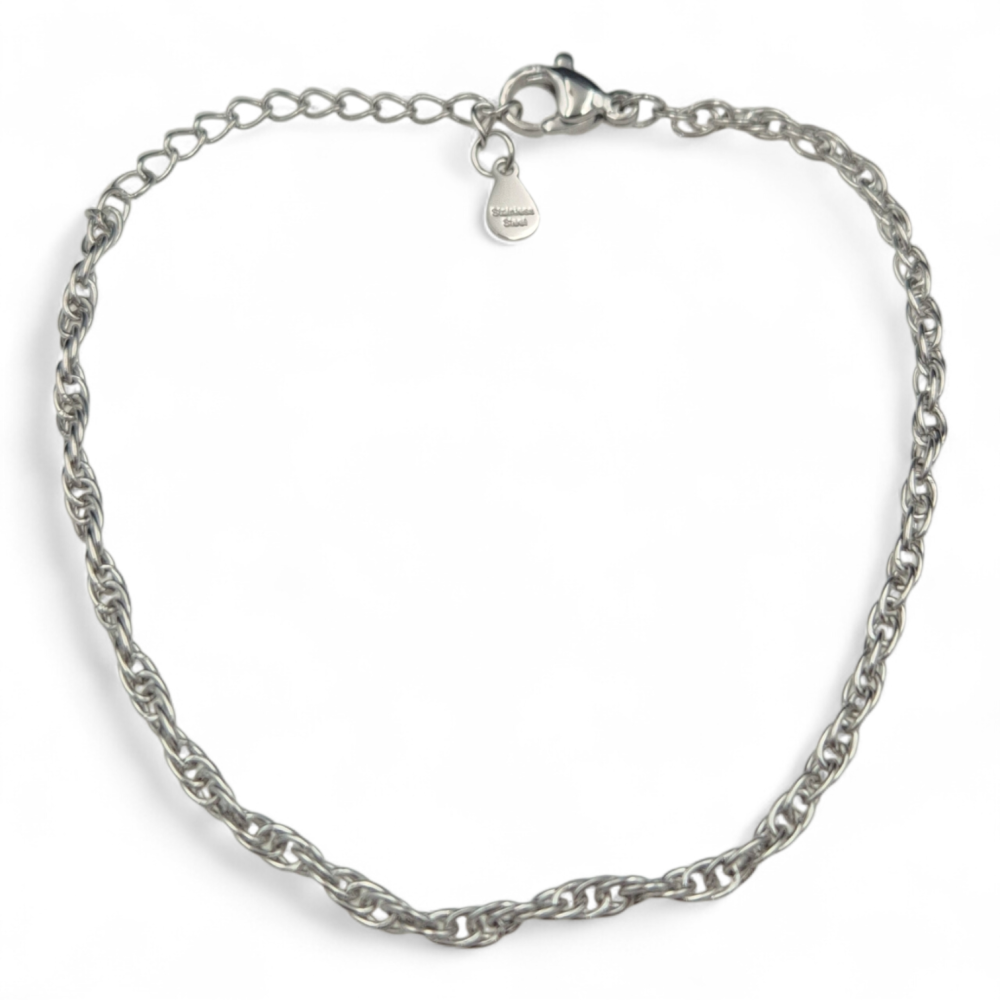 Bransoletka stal szlachetna w kolorze srebra łańsuszkowa LB16751