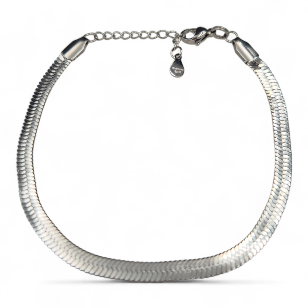 Bransoletka stal szlachetna w kolorze srebra linka taśma LB17523