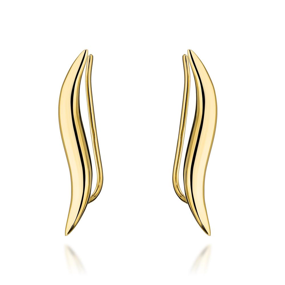 Kolczyki złote nausznice gładkie fala ZK17834