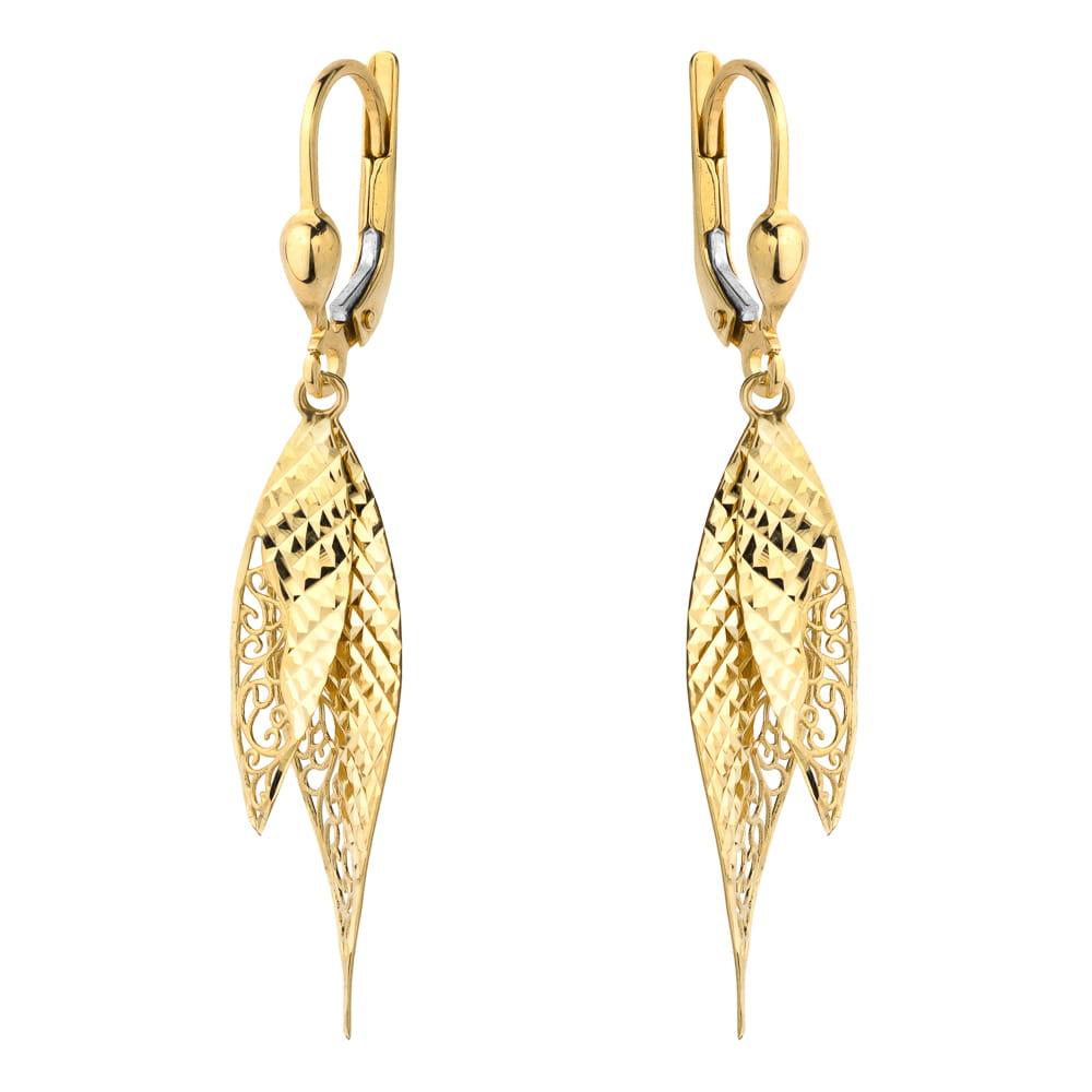 Kolczyki złote wiszące ażurowe angielskie zapięcie ZK17831