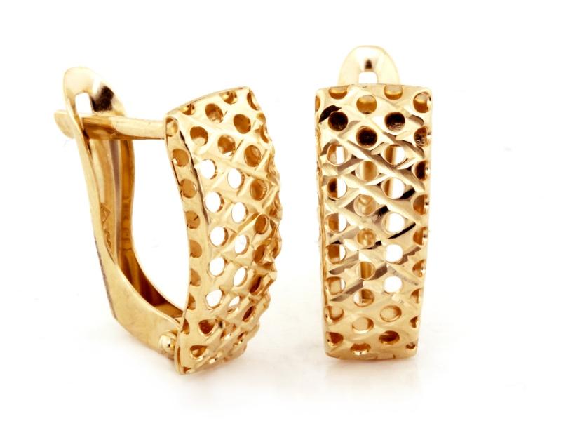 Kolczyki złote błyszczące blaszki angielskie zapięcie NZK17930