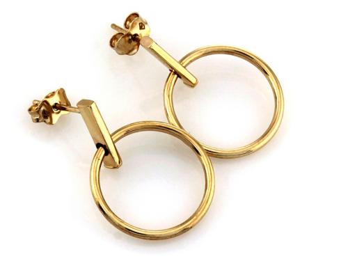 Kolczyki złote 375 9 karat wiszące na sztyfcie pałki z kółkiem NZK17959.jpg