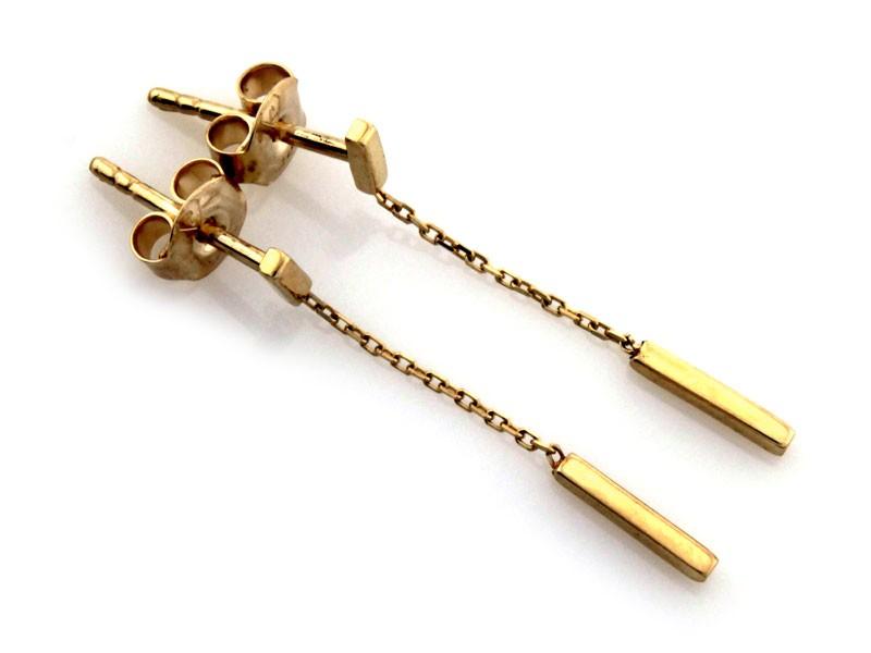 Kolczyki złote wiszące pałeczki na sztyfcie NZK17888