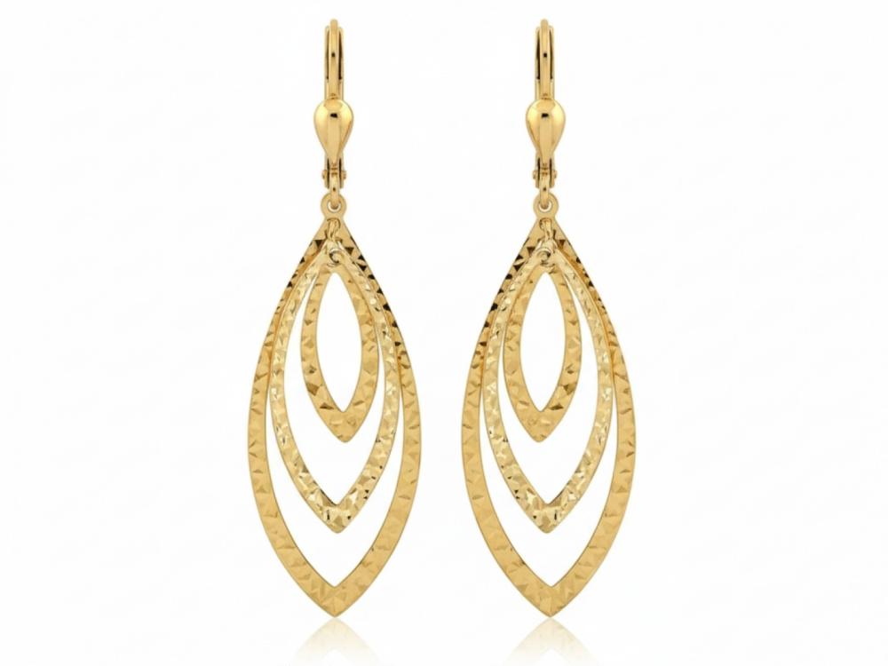 Kolczyki złote wiszące diamentowane łezki angielskie zapięcie NZK18872