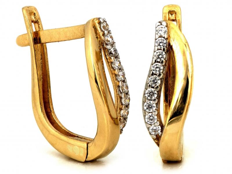 Kolczyki złote z cyrkoniami angielskie zapięcie NZK17934