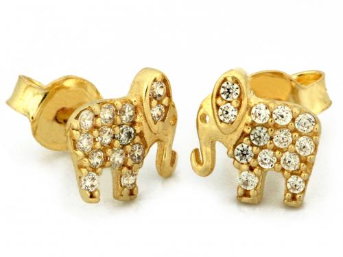 Kolczyki złote 375 9 karat słoniki słonie z cyrkoniami na sztyfcie NZK17869.jpg