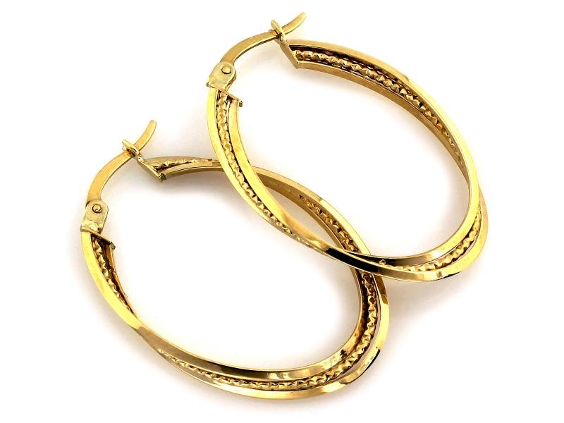 Kolczyki złote owalne przeplatane angielskie zapięcie NZK17922