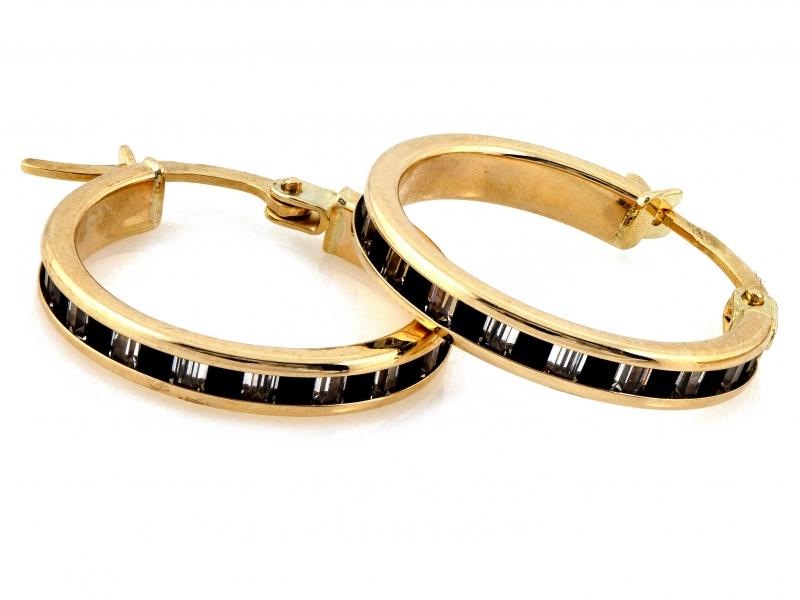 Kolczyki złote kółka z czarnymi cyrkoniami angielskie zapięcie NZK17945